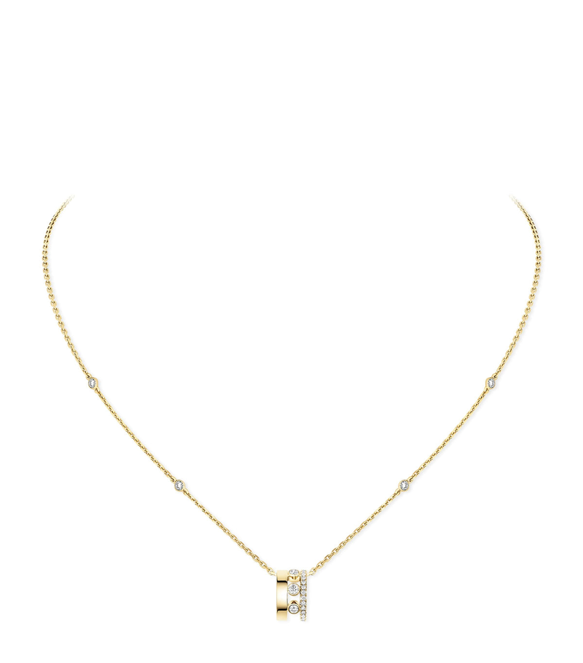 Messika Move Romane yellow gold diamond necklace 0.31ct, imported from the UK