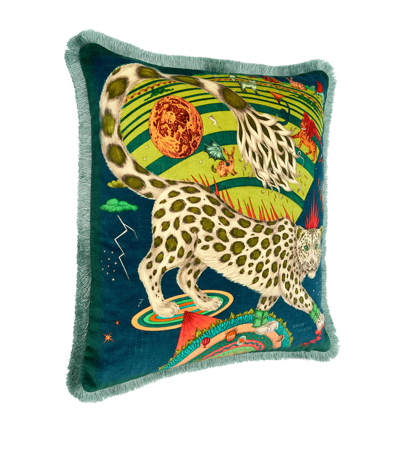 Emma J Shipley velvet snow leopard cushion 46cm x 46cm - British product