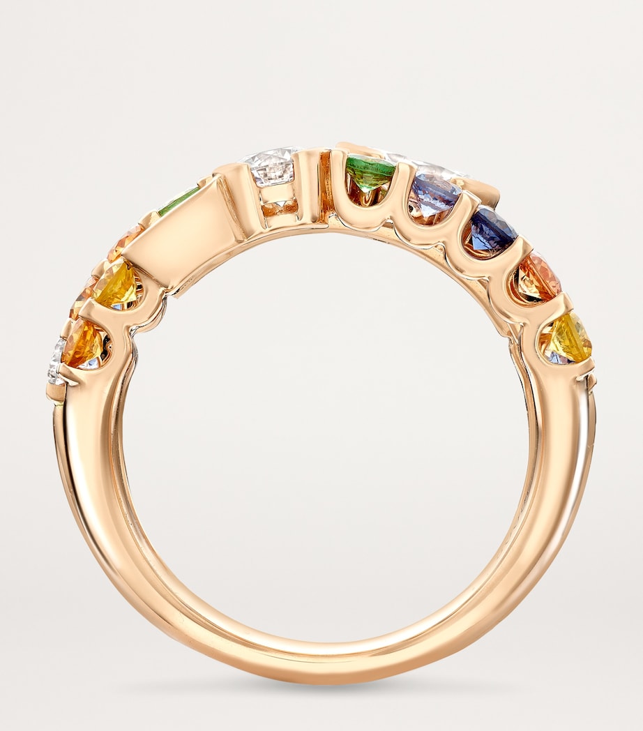 Boodles rose gold diamond tsavorite sapphire ring, imported from the UK