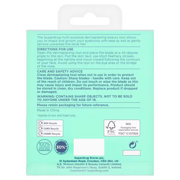 Superdrug dermaplaning eyebrow shaper tool kit 12 pack (British brand)