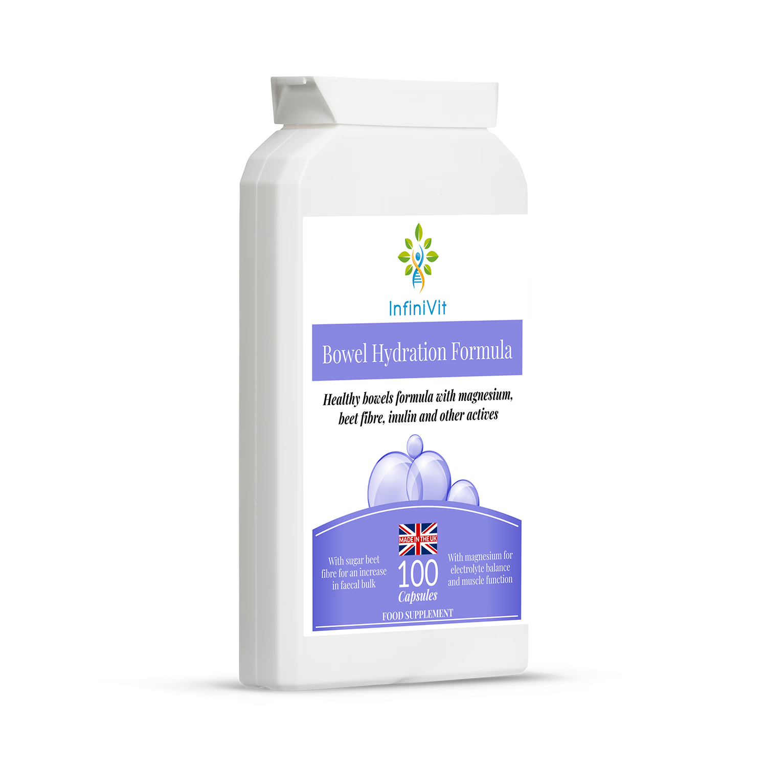 InfiniVit Bowel Hydration Formula 100 Capsules, imported from the UK