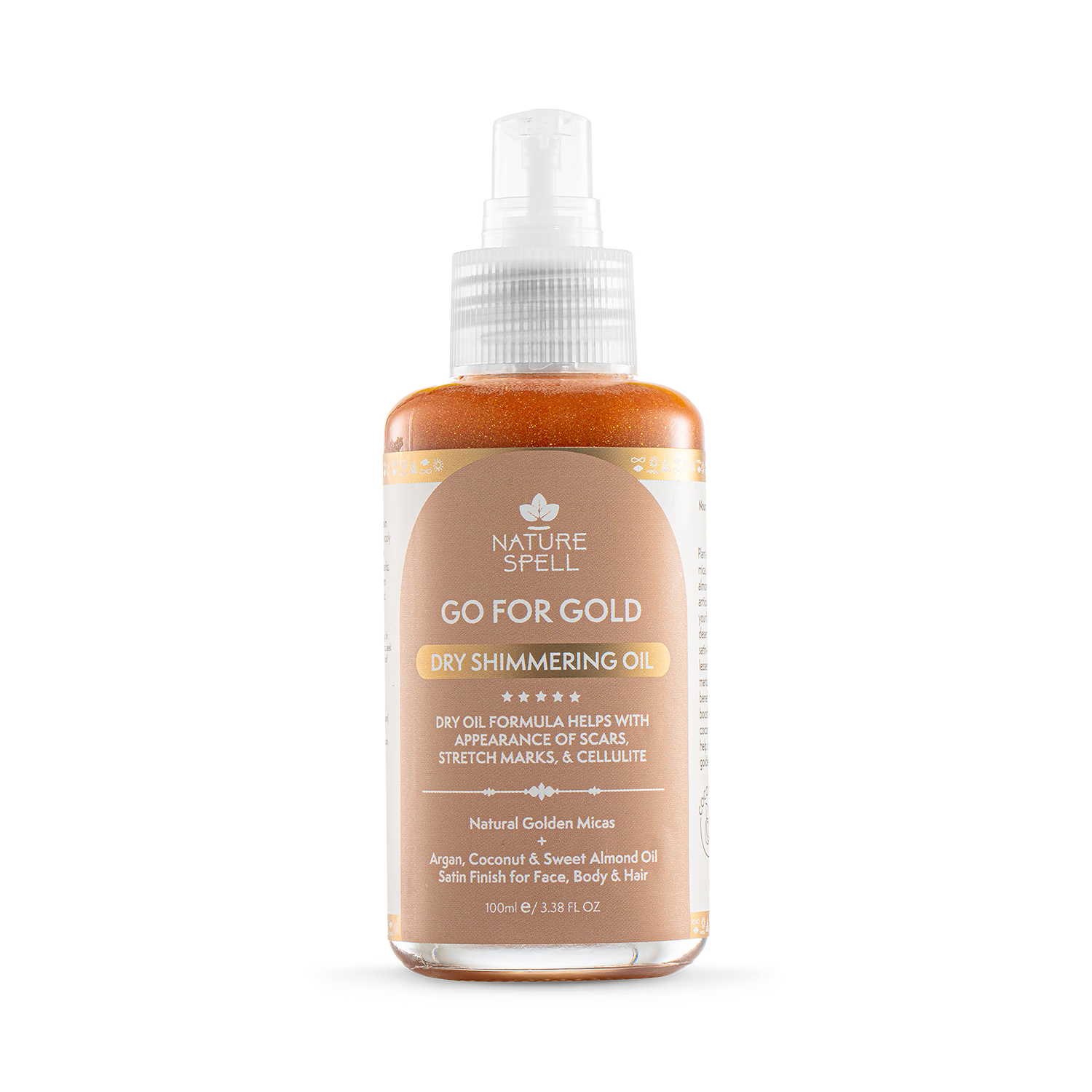 Nature Spell Go For Gold shimmering oil 100ml, imported from the UK