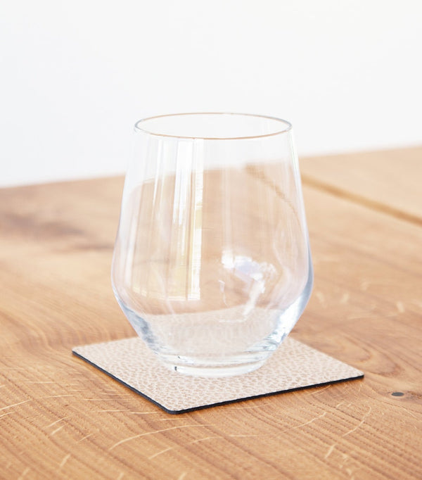 Set of 4 Square Coasters in Hippo Texture, Made from Upcycled Leather, 10cm x 10cm