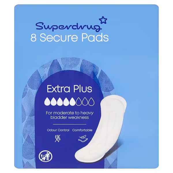 Superdrug Extra Plus incontinence pads 8 pack (British brand)