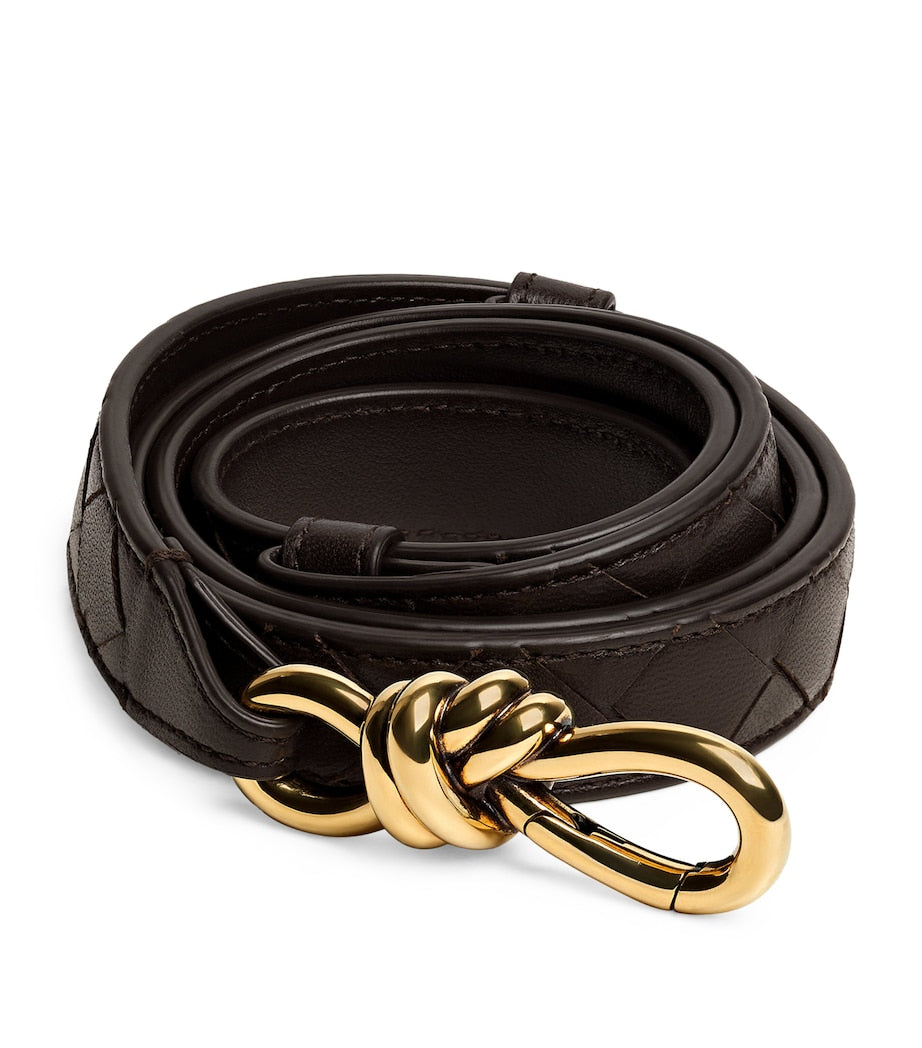 Bottega Veneta leather Intrecciato Andiamo belt, UK version