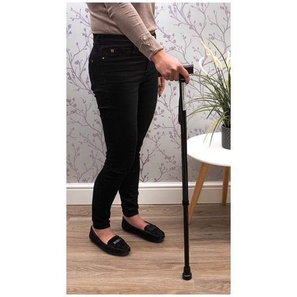 Aidapt Extendable Black Walking Cane with Strap