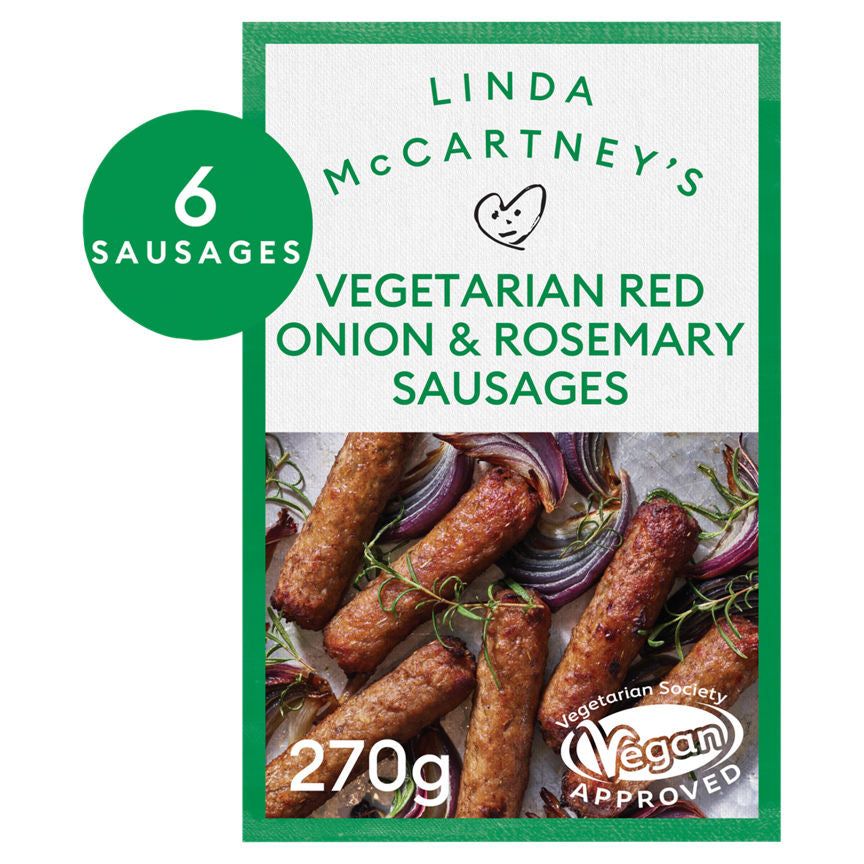 Linda McCartney's 6 Vegan & Vegetarian Red Onion & Rosemary Sausages GOODS ASDA   