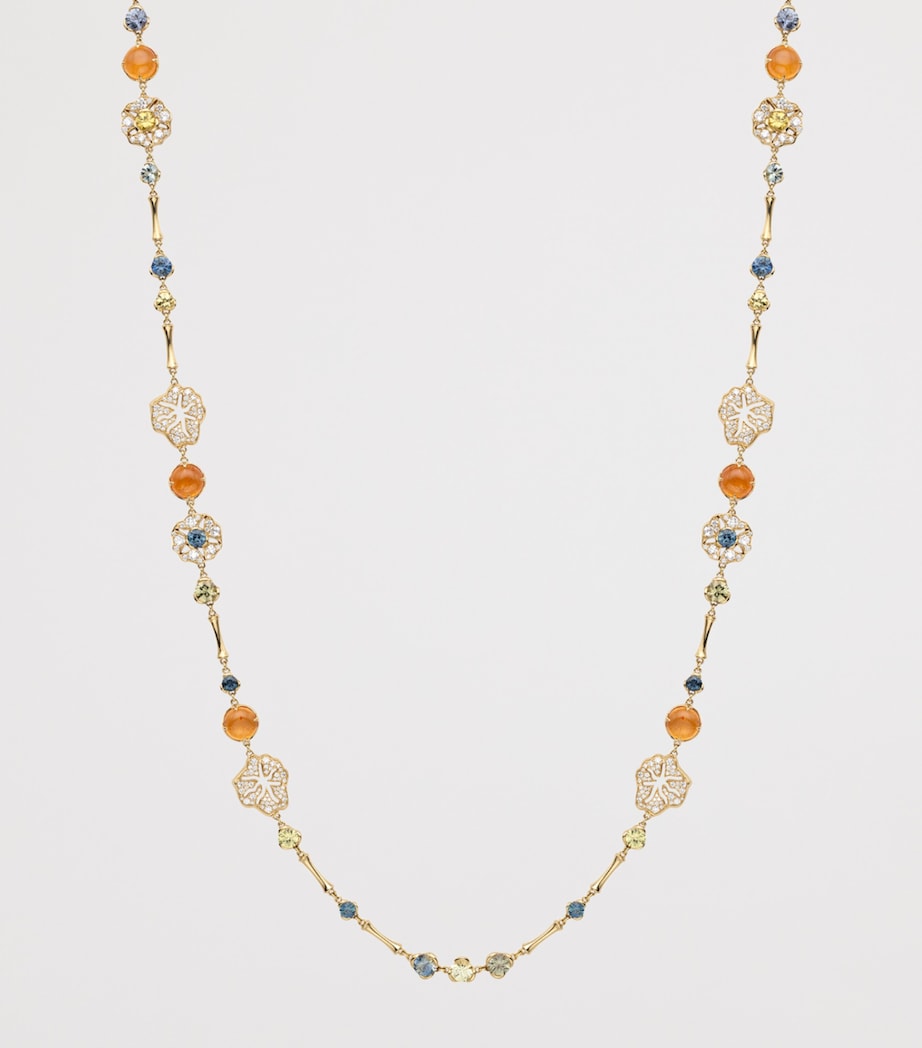 Boodles Palace Collection gold necklace diamonds sapphires garnets (British brand)