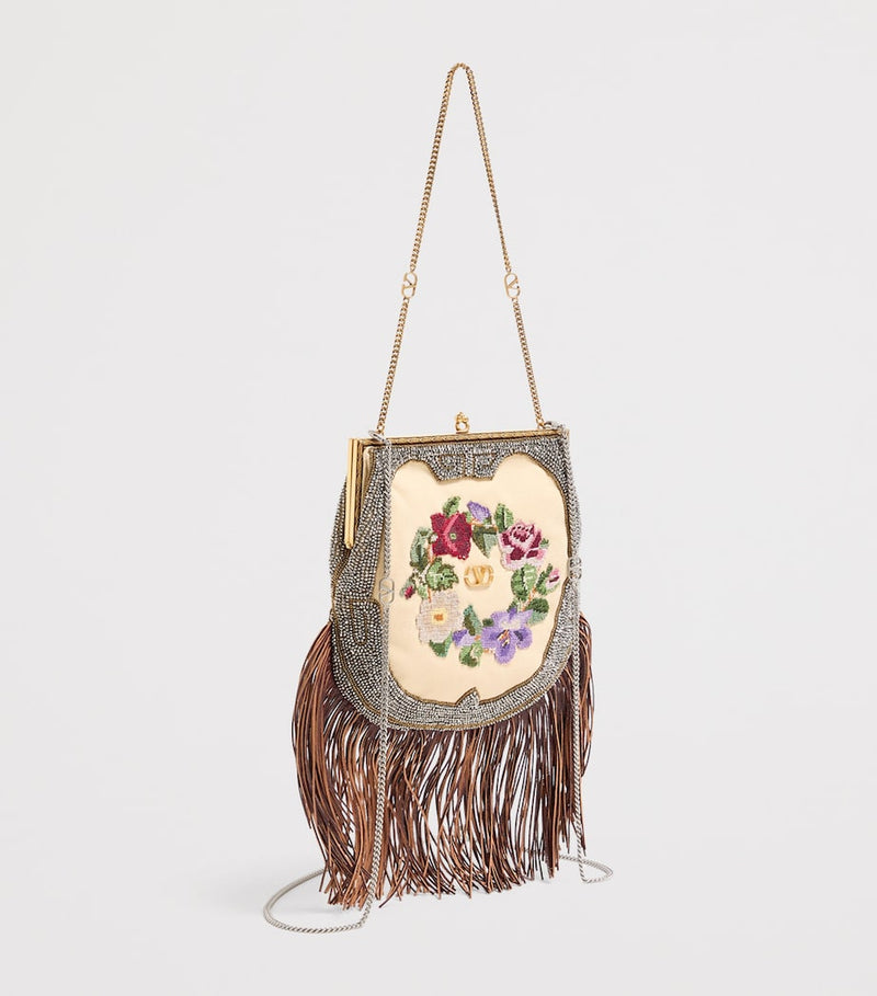 Valentino Garavani embellished floral shoulder bag - British product