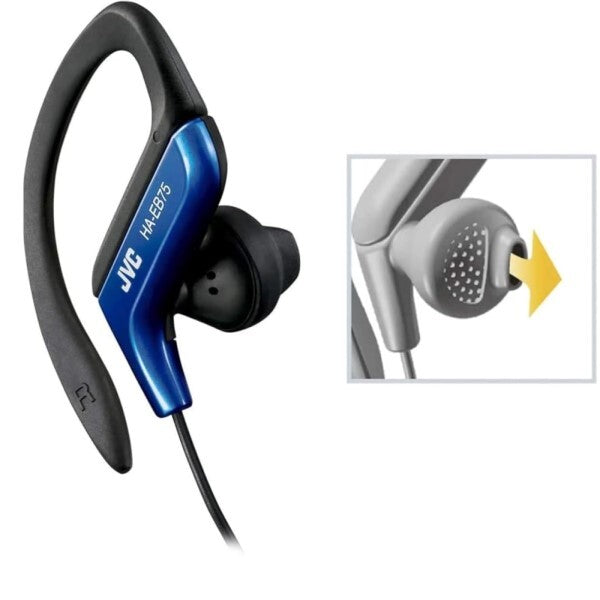 JVC Sport-Clip-Ohrhörer verstellbarer Ohrbügel blau, UK-Version