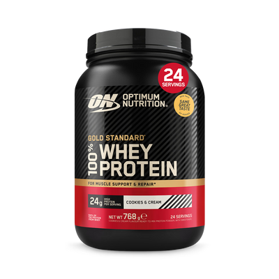 Holland & Barrett Optimum Nutrition Gold Standard Whey Cookie Protein Powder, 768g- Buy online at McGrocer
