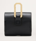 AllSaints black calfskin AirPods case with gold-tone carabiner - British product