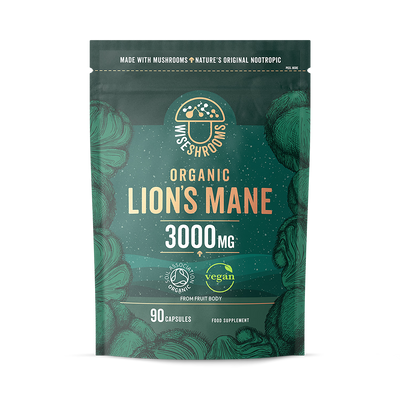 Holland & Barrett Wiseshrooms Organic Lion's Mane 3000mg Mushroom Supplement 90 Capsules- Buy online at McGrocer