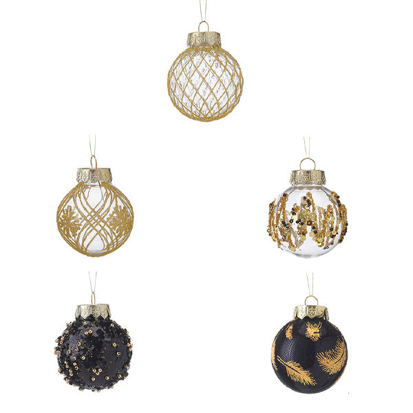 Livingandhome 25pcs Christmas baubles black gold, UK version