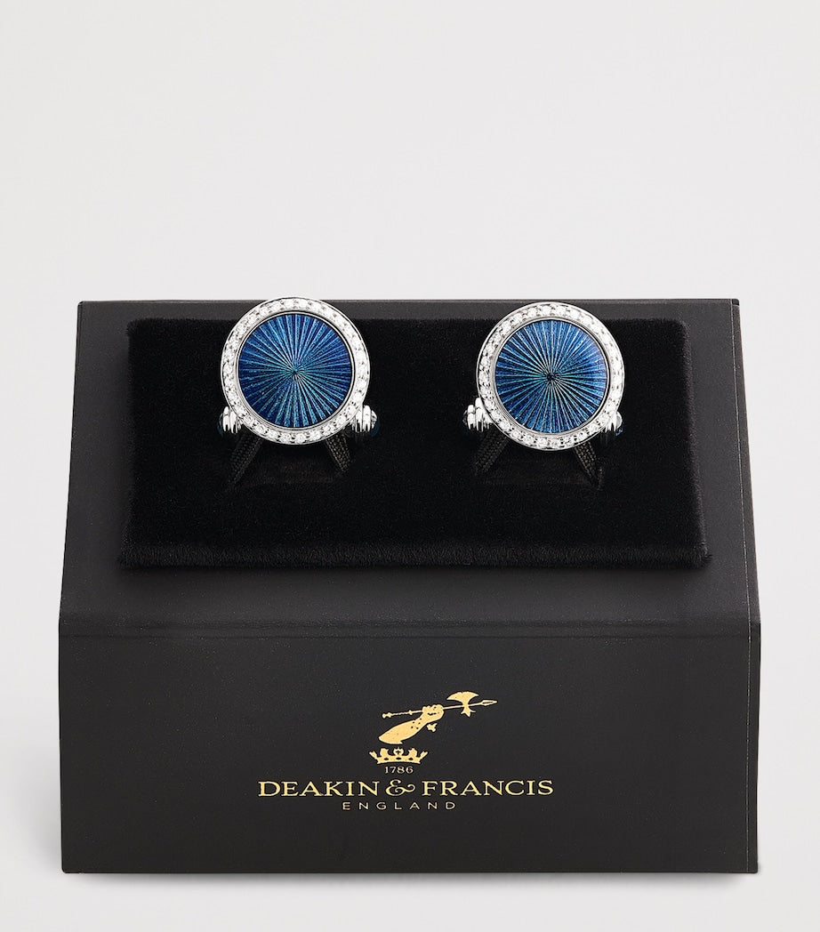 Deakin & Francis white gold diamond blue sapphire cufflinks - British product