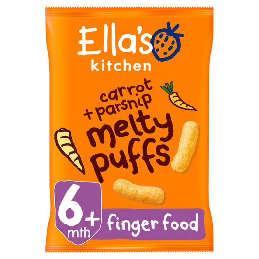 Ella's Kitchen Organic Carrot & Parsnip Melty Puffs Baby Snack 6+ Months 20g snacks & rusks Sainsburys   