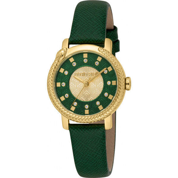 Roberto Cavalli ladies Logomania watch with leather strap - British product