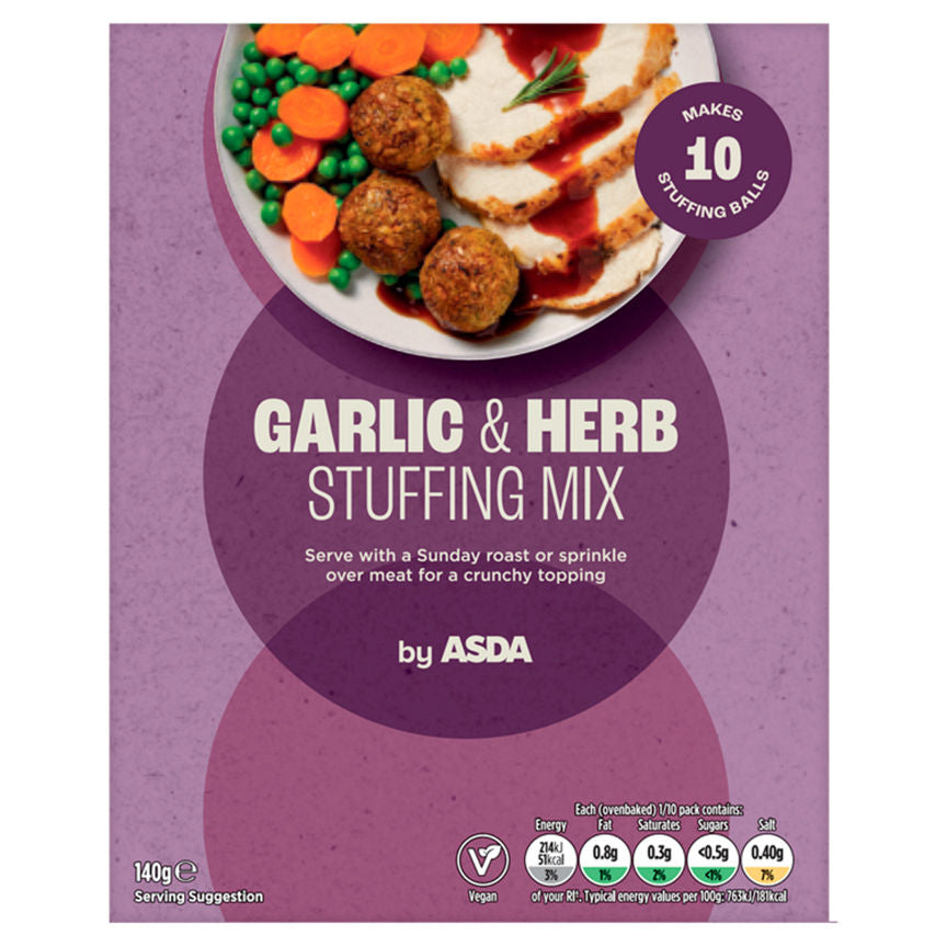 ASDA Garlic & Herb Stuffing Mix 140g GOODS ASDA   