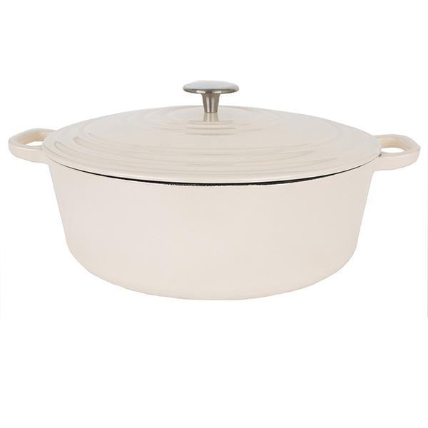 Sainsbury's Home Cast Iron Casserole Dish Cream 5.3L GOODS Sainsburys   