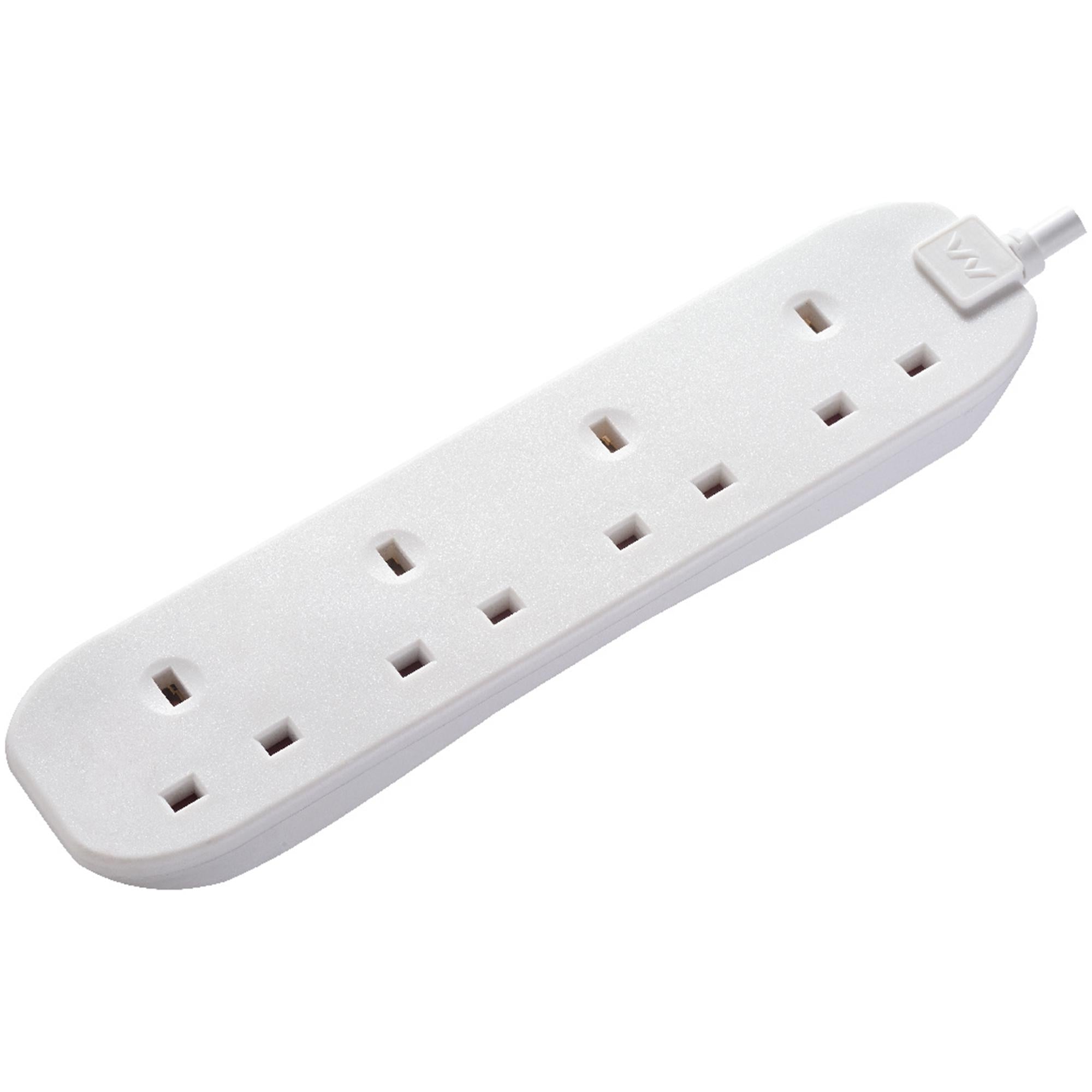 Masterplug 4 Socket 13 Amp Extension Lead White 1m GOODS Sainsburys   