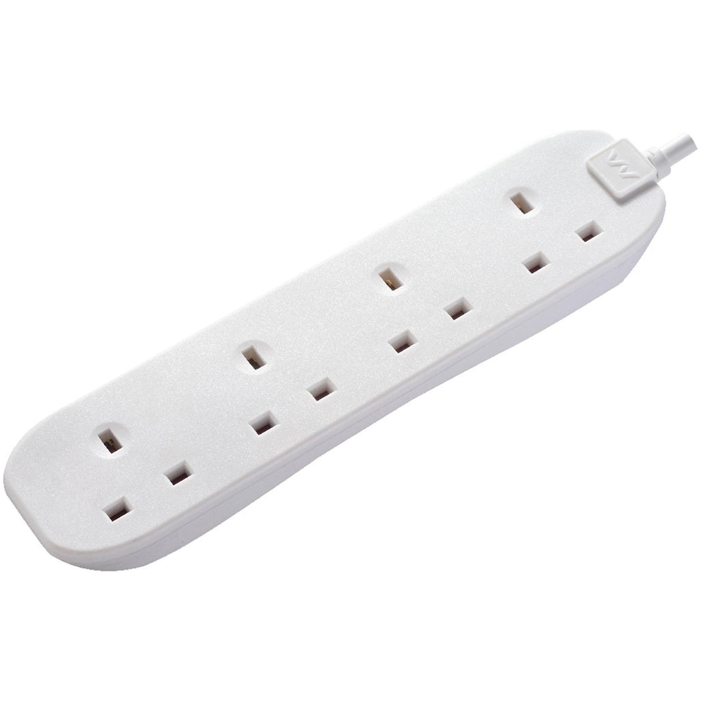 Masterplug 4 Socket 13 Amp Extension Lead White 1m