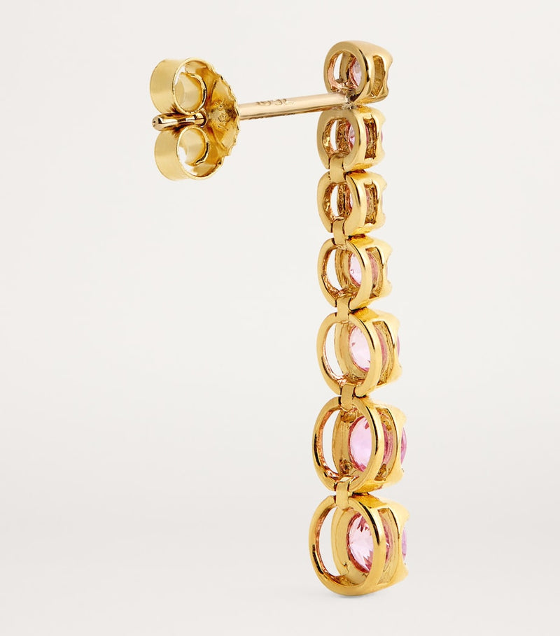 Jennifer Meyer yellow gold pink sapphire tennis stud earrings, UK version