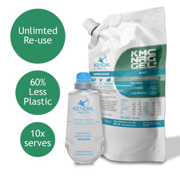 KMC NRG Gel+ caffeine energy gel mint bundle, UK version