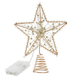 Livingandhome pre-lit star Christmas tree topper gold metal - British product