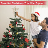 Livingandhome pre-lit star Christmas tree topper gold metal - British product