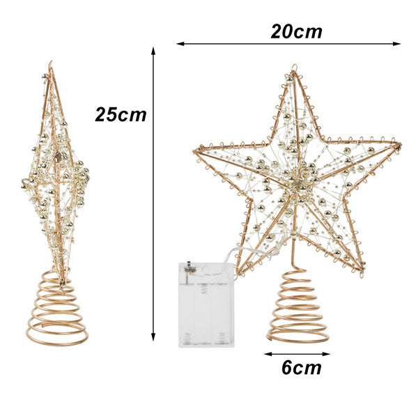 Livingandhome pre-lit star Christmas tree topper gold metal - British product