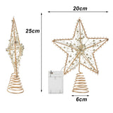 Livingandhome pre-lit star Christmas tree topper gold metal - British product