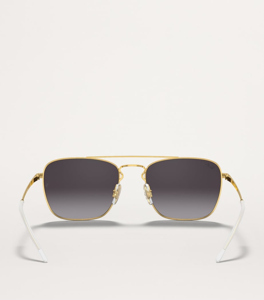Ray-Ban Square sunglasses with gold-tone arms and brow bar (British brand)