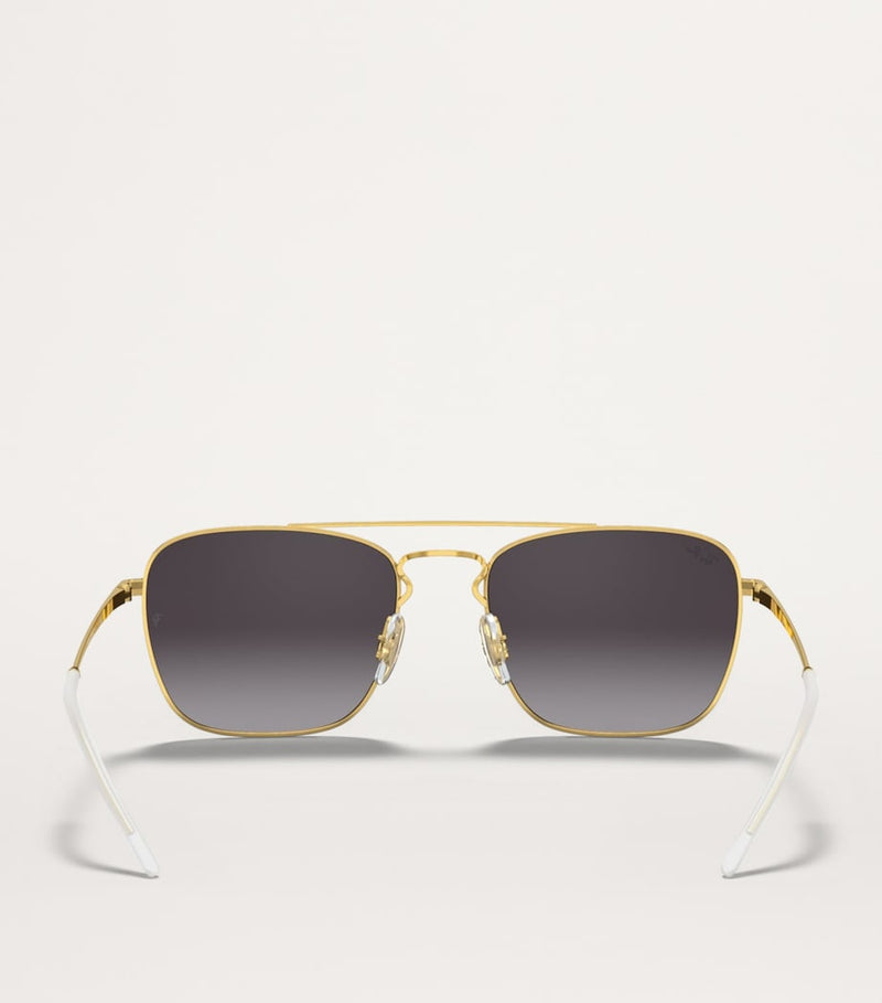 Ray-Ban Square sunglasses with gold-tone arms and brow bar (British brand)