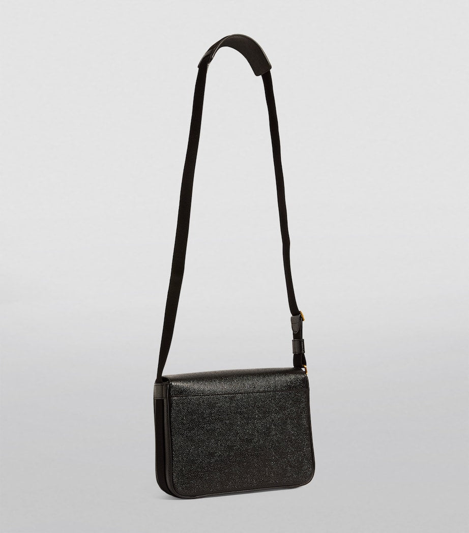 Thom Browne pebbled leather reporter bag - British product