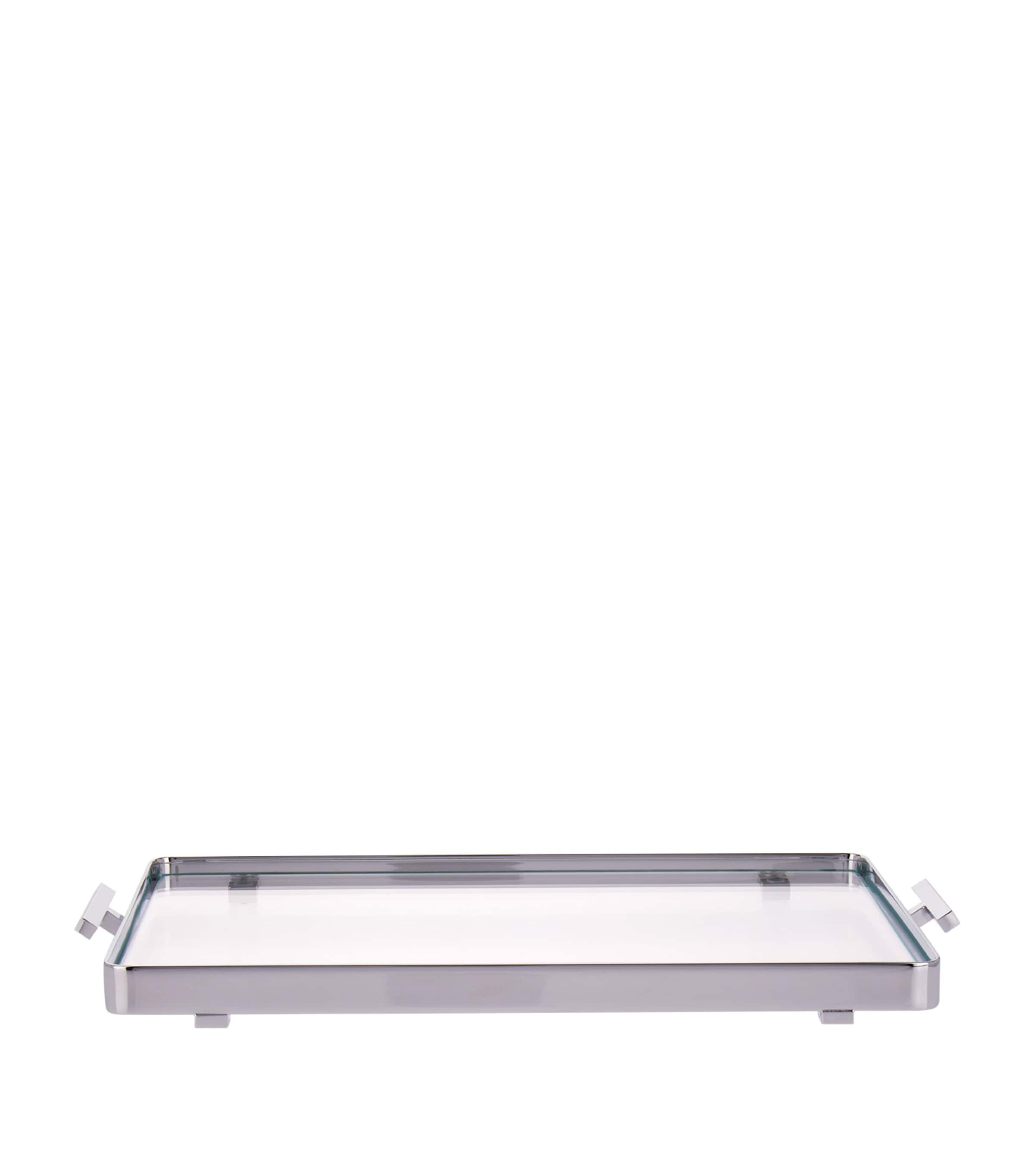 ZODIAC glass tray with chrome trims (British brand)