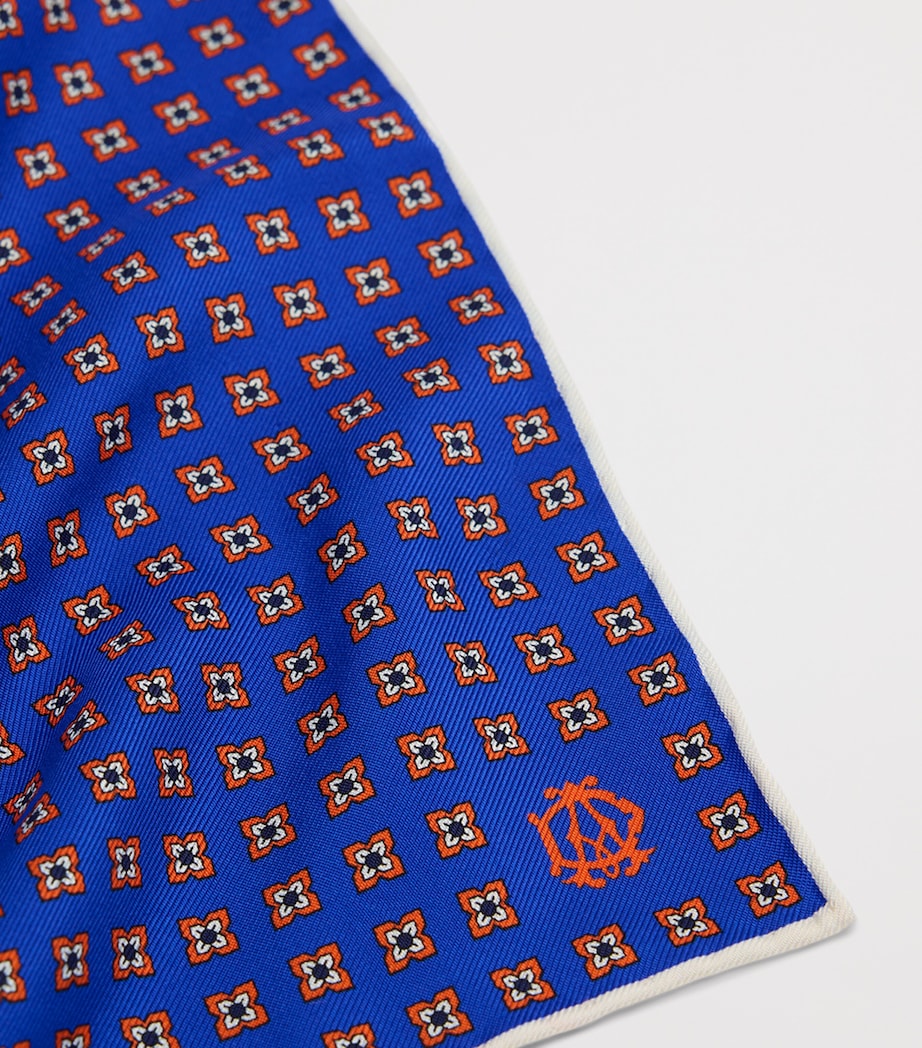 Dunhill geometric pocket square mulberry silk (British brand)