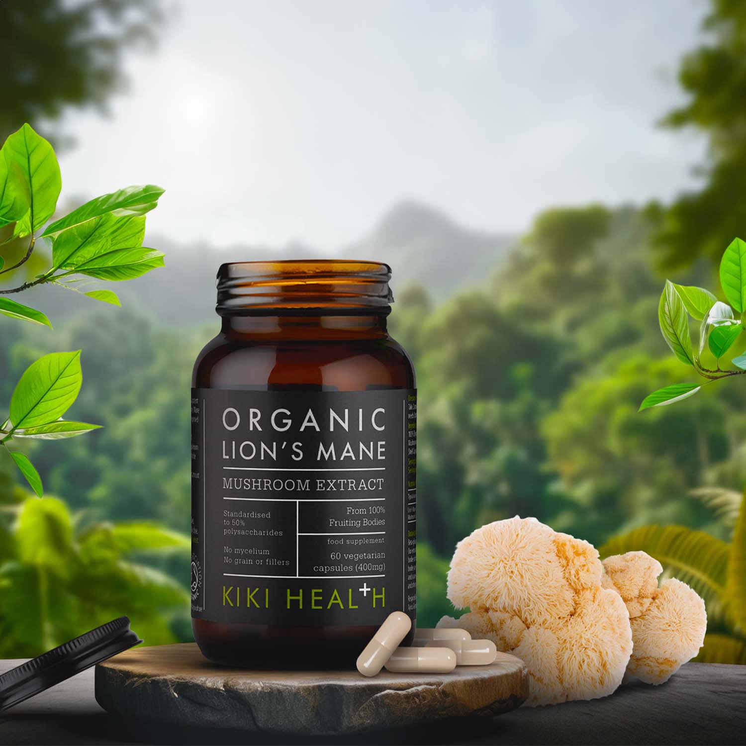 KIKI Health mushroom extract capsules 60 vegicaps, imported from the UK
