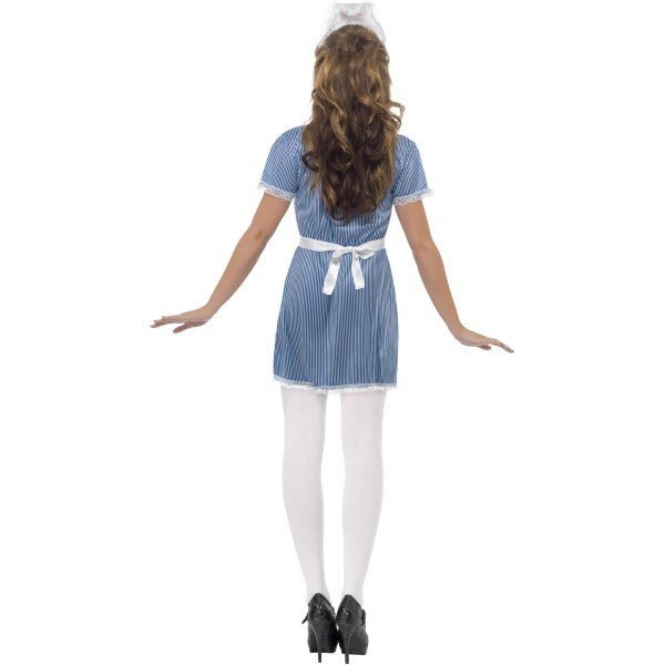 Smiffys Nurse Naughty Costume with blue dress apron hat - British product