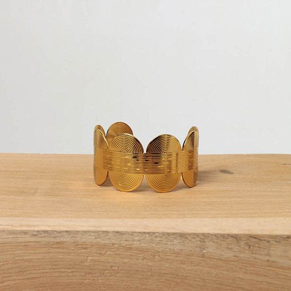 Izabel London abstract textured wide metallic bracelet (British brand)