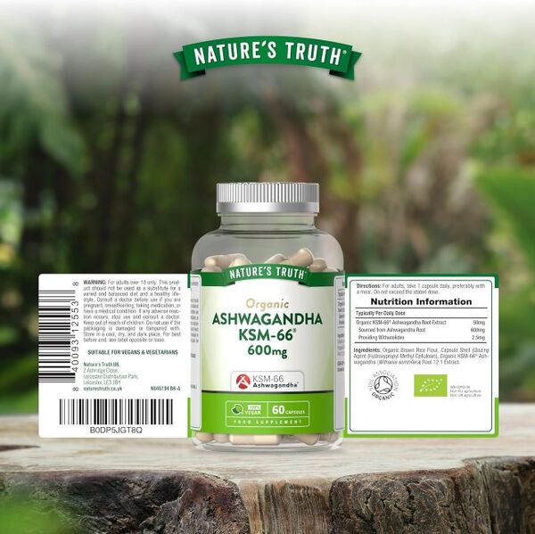 Nature's Truth Ashwagandha KSM-66 600mg 60 capsules (British brand)