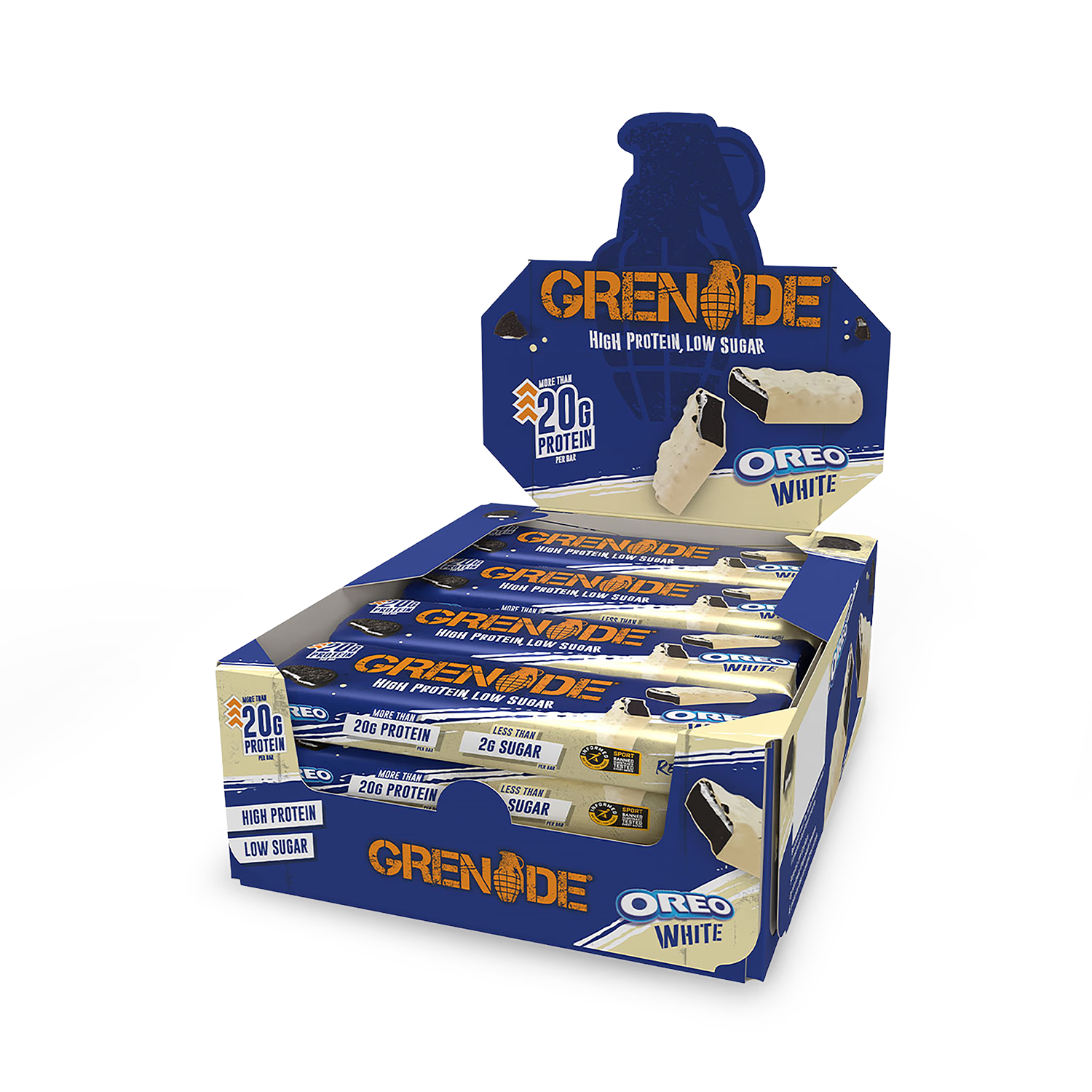 Grenade Oreo White protein bar 60g, imported from the UK