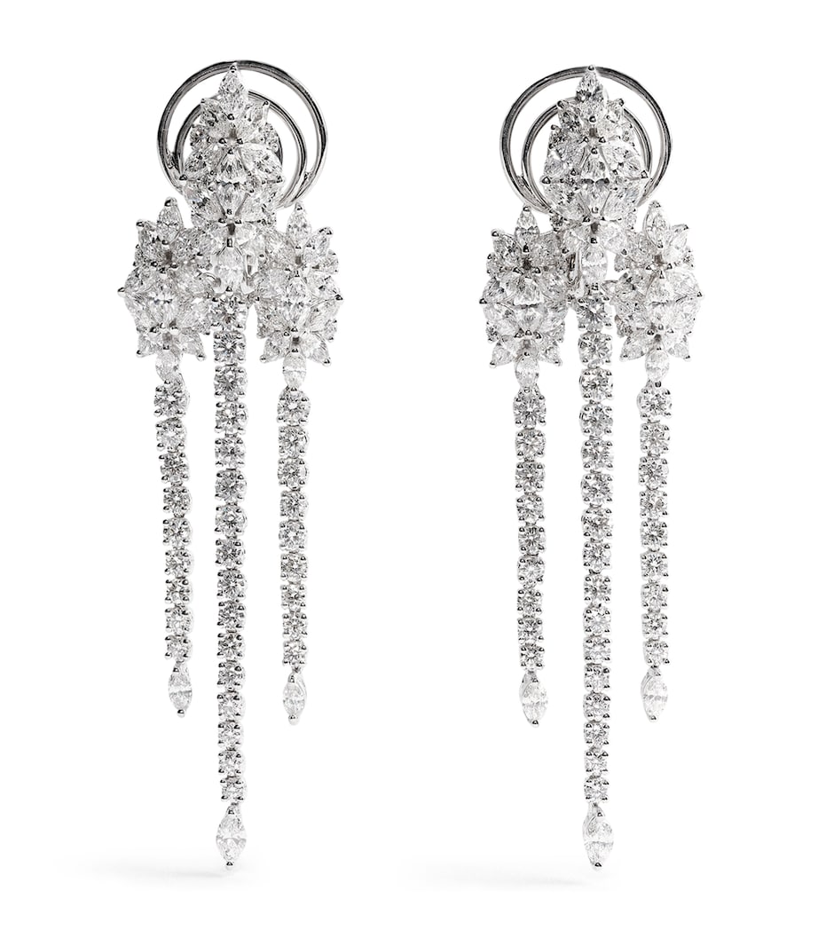 Yeprem white gold and diamond drop earrings (British brand)