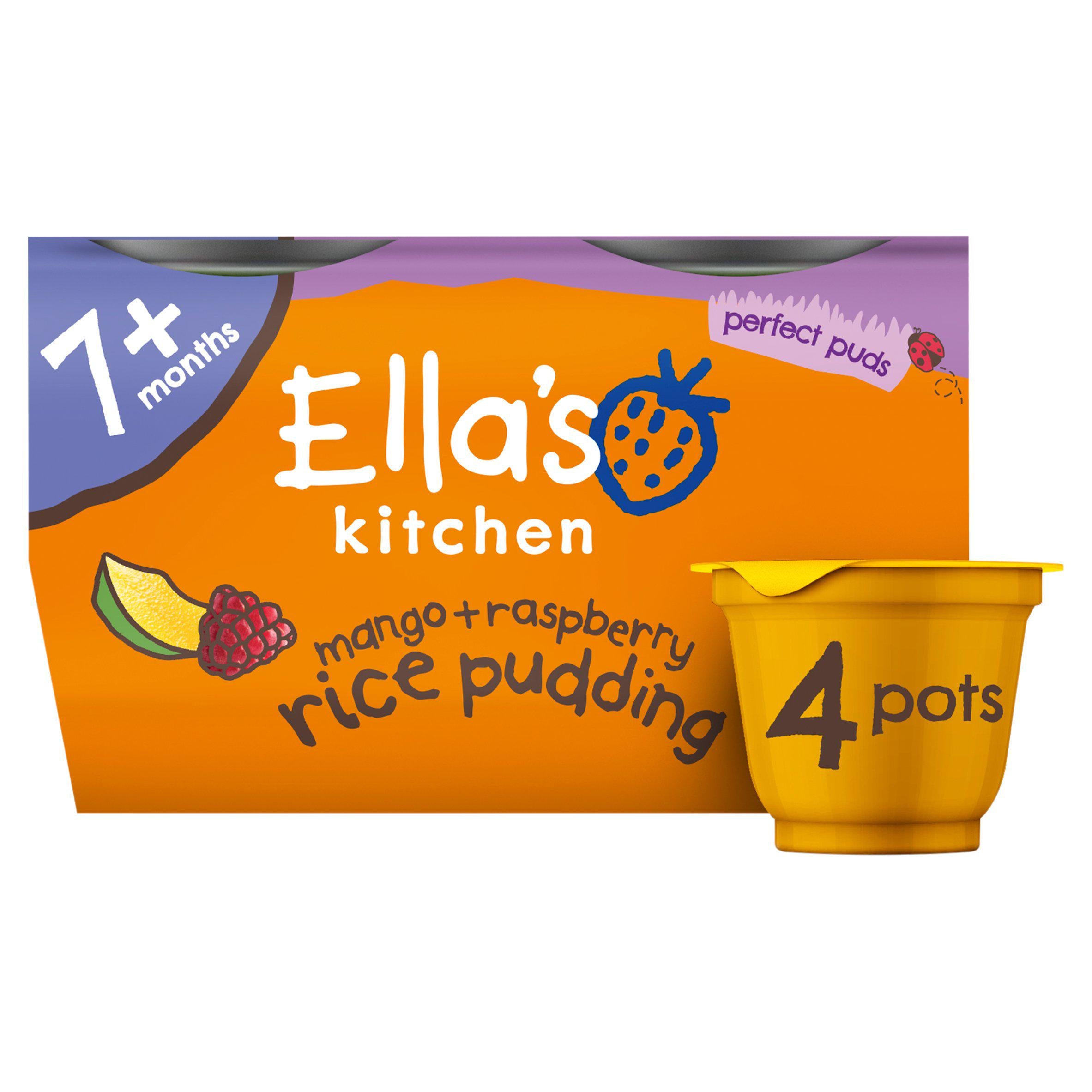 Ella's Kitchen Mango + Raspberry Rice Pudding 7 Months+ 4x80g GOODS Sainsburys   