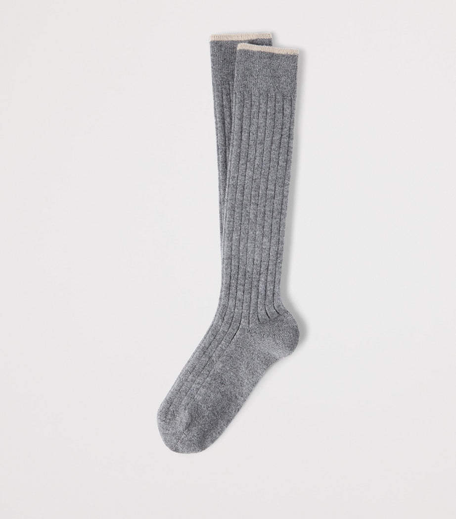 Brunello Cucinelli cashmere ribbed socks, UK version