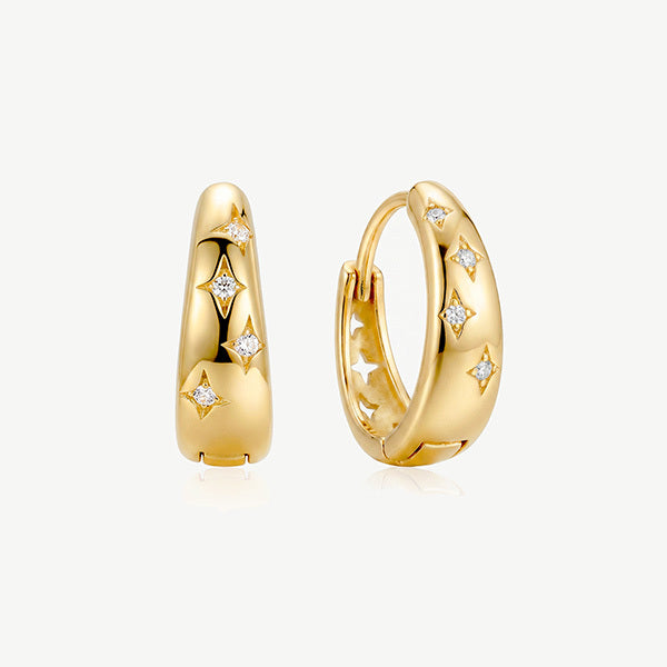MUCHV huggie hoop earrings with star details, imported from the UK