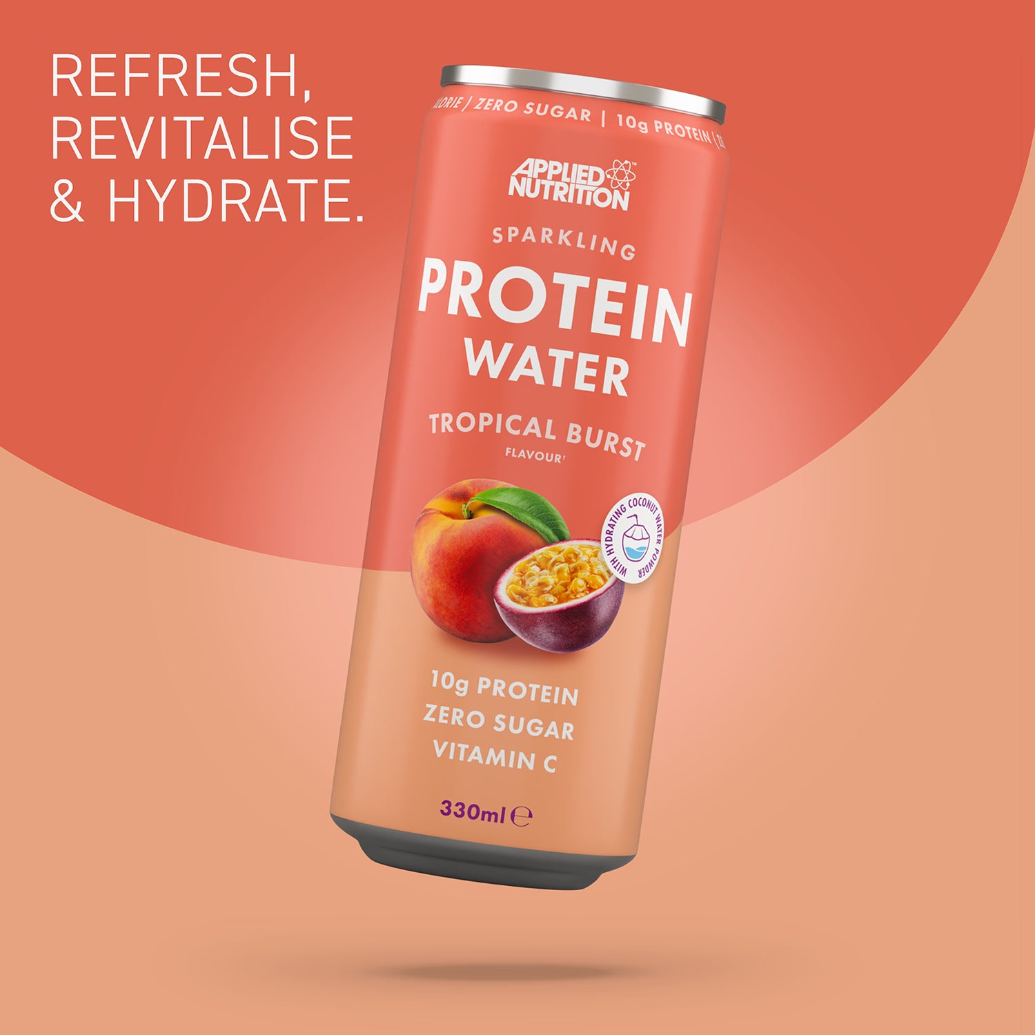 Applied Nutrition sparkling protein water Tropical Burst 330ml, UK version