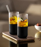 Villeroy & Boch artisanal glass tumblers with matte slate-style bottom, set of 4, 440ml capacity (British brand)