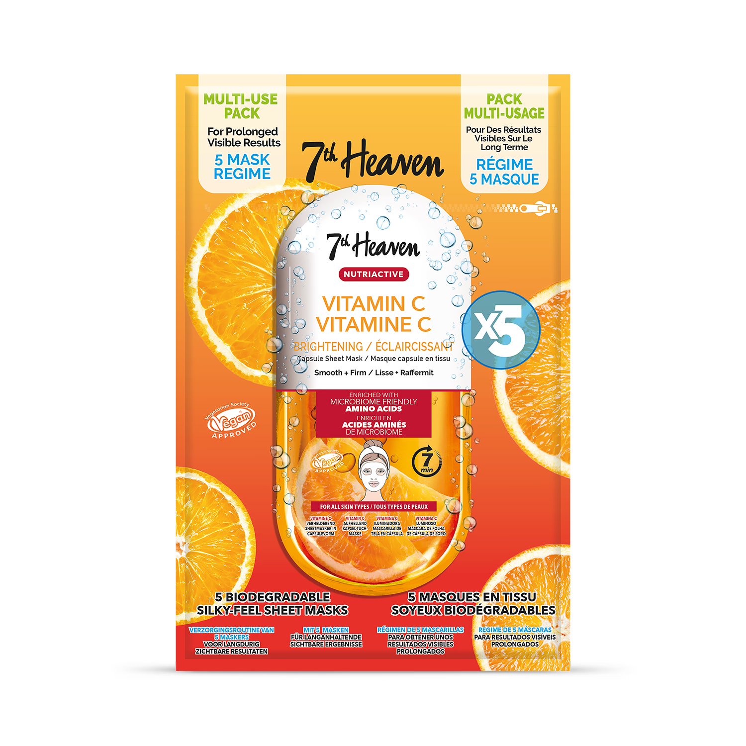 7th Heaven sheet mask Vitamin C 5 pack, imported from the UK