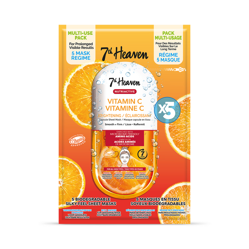7th Heaven sheet mask Vitamin C 5 pack, imported from the UK