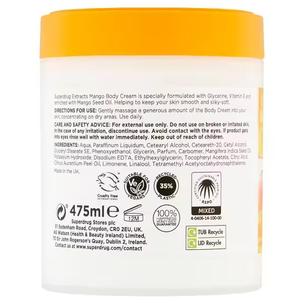Superdrug Extracts Mango Body Cream (British brand)